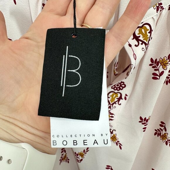 Bobeau Size Small Cream Floral Peasant Popover Blouse Flowy NWT - Picture 5 of 6